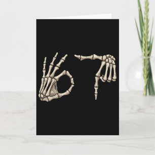 Six Seven 6 7 Meme 67 Skeleton Hand Halloween Cost Card