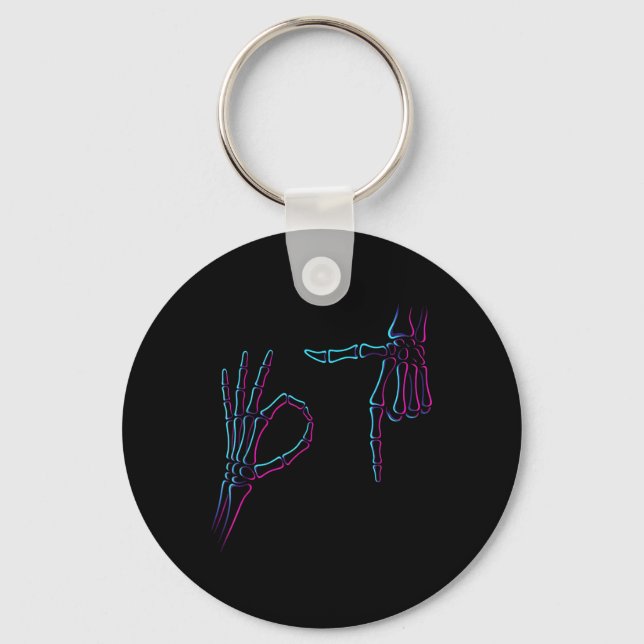Six Seven 6 7 Meme 67 Skeleton Hand Halloween Cost Key Ring (Front)