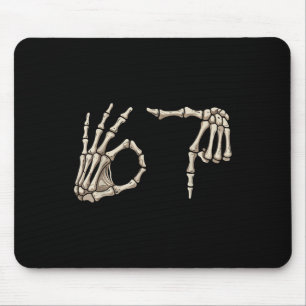 Six Seven 6 7 Meme 67 Skeleton Hand Halloween Cost Mouse Mat
