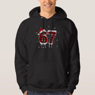 Six Seven 6 7 Meme Checkered Design with Santa Hat Hoodie