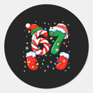 Six Seven 6 7 Meme Christmas Xmas  Classic Round Sticker