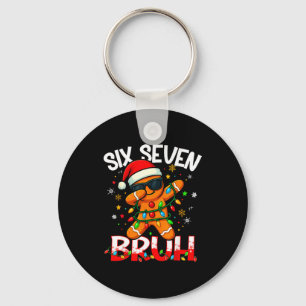 Six Seven 6 7 Meme Dabbing Gingerbread Man Christm Key Ring