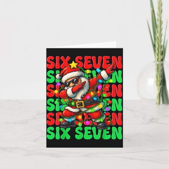 Six Seven 6 7 Meme Dabbing Santa Christmas 67 Paja Card (Front)