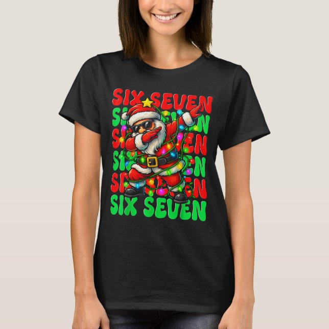 Six Seven 6 7 Meme Dabbing Santa Christmas 67 Paja T-Shirt (Front)