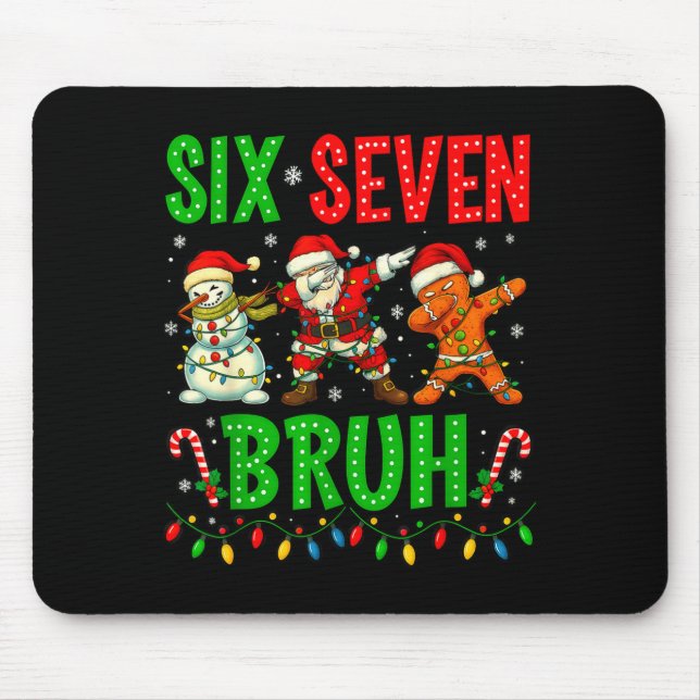 Six Seven 6 7 Meme Dabbing Santa Gingerbread Chris Mouse Mat (Front)