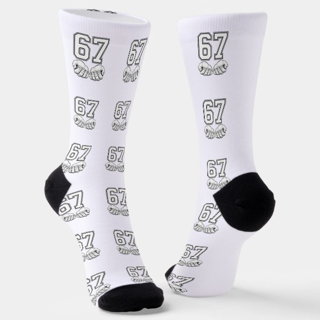 Six Seven 6 7 Meme Funny Hands Socks (Angled)