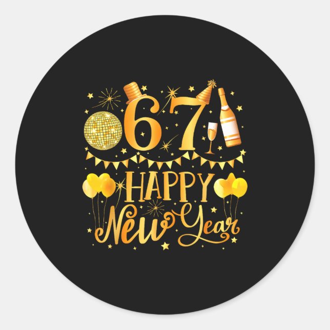 Six Seven 6 7 Meme Funny Happy New Year 67 2026  Classic Round Sticker (Front)