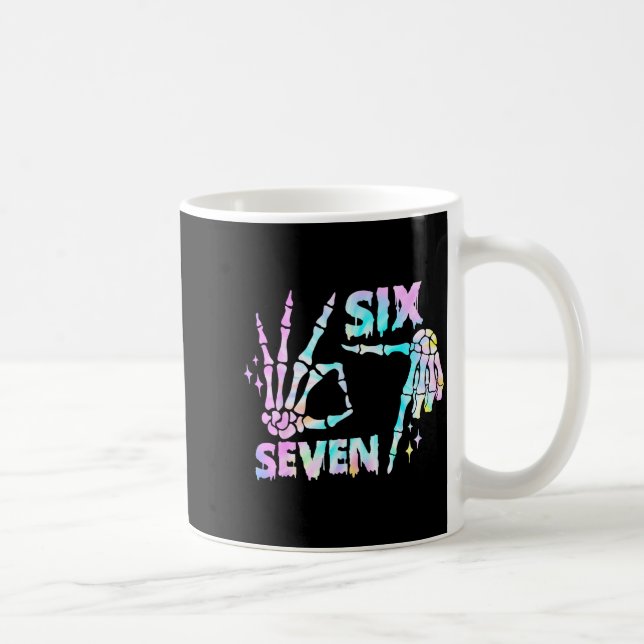 Six Seven 6 7 Meme Funny Skeleton Hands Sign Let's Coffee Mug (Right)