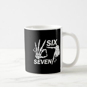 Six Seven 6 7 Meme Funny Skeleton Hands Sign Let's Coffee Mug