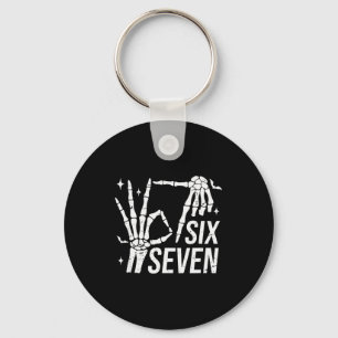 Six Seven 6 7 Meme Funny Skeleton Hands Sign Let's Key Ring