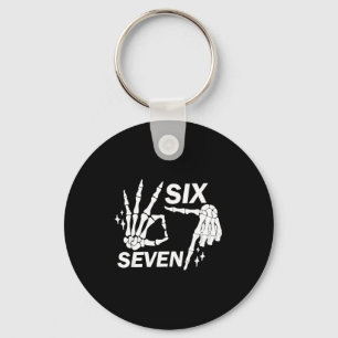 Six Seven 6 7 Meme Funny Skeleton Hands Sign Let's Key Ring