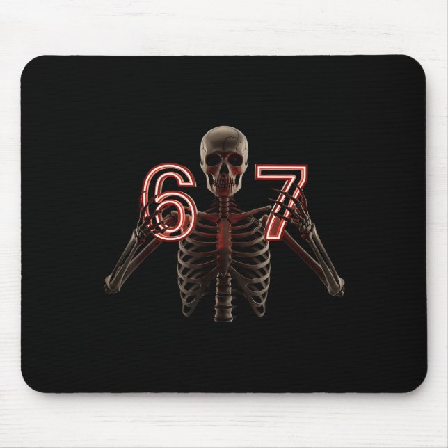 Six Seven 6 7 Meme Funny Skeleton Hands Sign Let's Mouse Mat (Front)