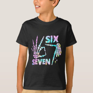Six Seven 6 7 Meme Funny Skeleton Hands Sign Let's T-Shirt