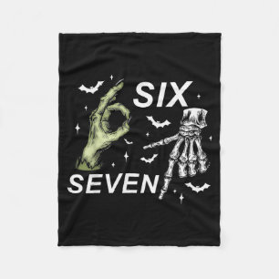 Six Seven 6 7 Meme Funny Witch Skeleton Hands Hall Fleece Blanket
