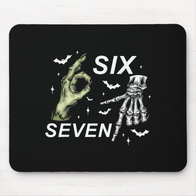 Six Seven 6 7 Meme Funny Witch Skeleton Hands Hall Mouse Mat (Front)