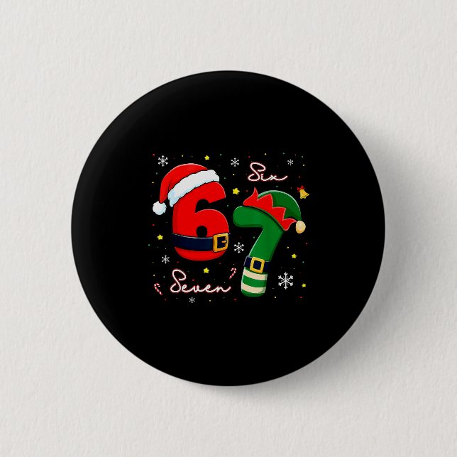 Six Seven 6 7 Meme Gen Alpha Slang Christmas Santa 6 Cm Round Badge (Front)