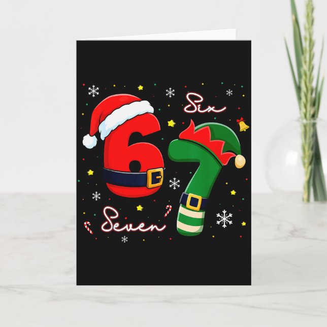 Six Seven 6 7 Meme Gen Alpha Slang Christmas Santa Card (Front)