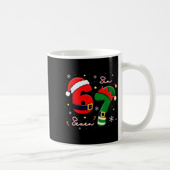 Six Seven 6 7 Meme Gen Alpha Slang Christmas Santa Coffee Mug (Right)
