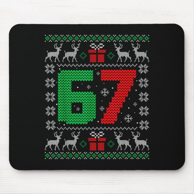 Six Seven 6 7 Meme Gen Alpha Slang Ugly Christmas  Mouse Mat (Front)
