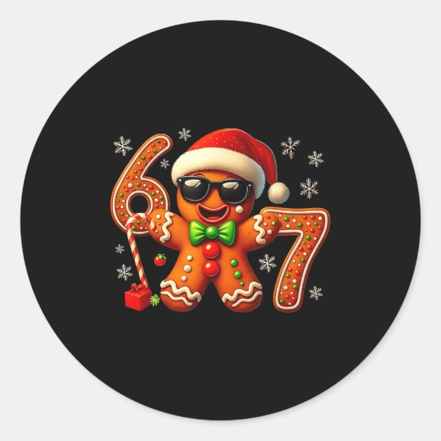 Six Seven 6 7 Meme Gingerbread Christmas Baking Me Classic Round Sticker (Front)