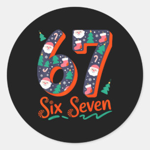 Six Seven 6 7 Meme Humor Santa Elf 67 Christmas Pa Classic Round Sticker