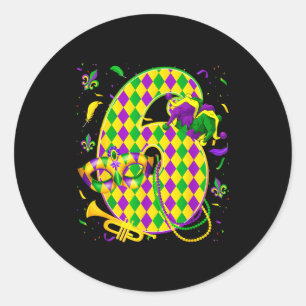 Six Seven 6 7 Meme Matching Couples Mardi Gras Fat Classic Round Sticker