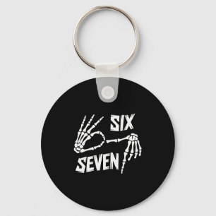 Six Seven 6 7 Meme Skeleton Hands Sign Key Ring