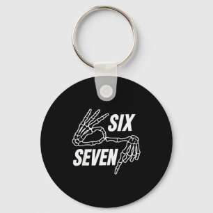 Six Seven 6 7 Meme Skeleton Hands Sign Key Ring