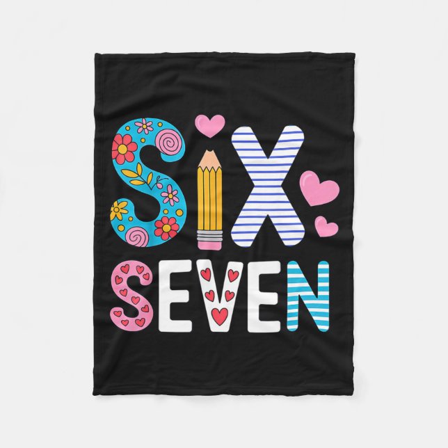 Six Seven 6 7 Meme Teacher  Fleece Blanket (Front)