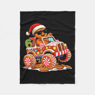 Six Seven 6 7 Monster Truck Gingerbread Man Christ Fleece Blanket