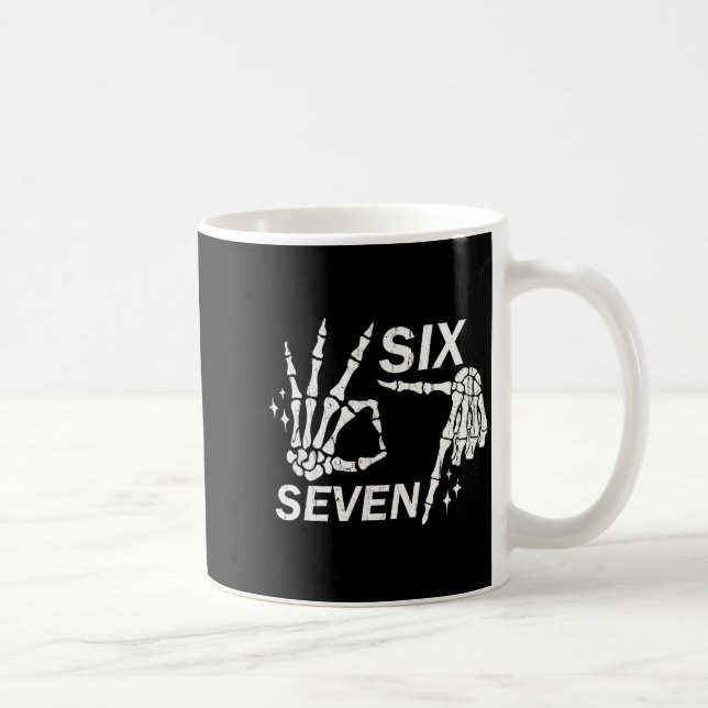 Six Seven 6 7, Skeleton Hands, Soky Skull  Coffee Mug (Right)
