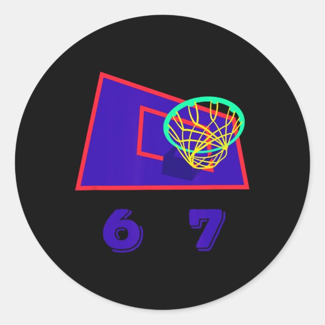 Six Seven 6 7 Sketll Meme Hoop Design  Classic Round Sticker (Front)