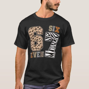 Six Seven Animal Print Kids Clothes Zoo 67 Meme Bo T-Shirt