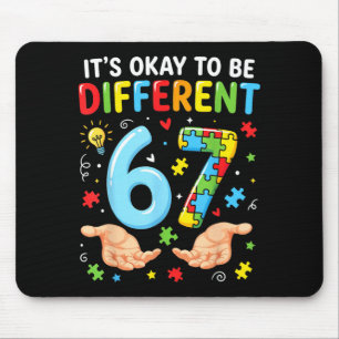 Six Seven Autism Awareness 67 Puzzle Men Women Mouse Mat