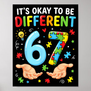 Six Seven Autism Awareness 67 Puzzle Men Women Poster