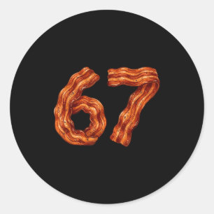 Six Seven Bacon Cool Meme 67 Funny Number  Classic Round Sticker