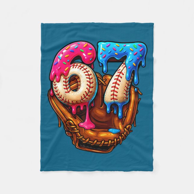 Six Seven Baseball Candy Drip 6-7 Meme  Fleece Blanket (Front)