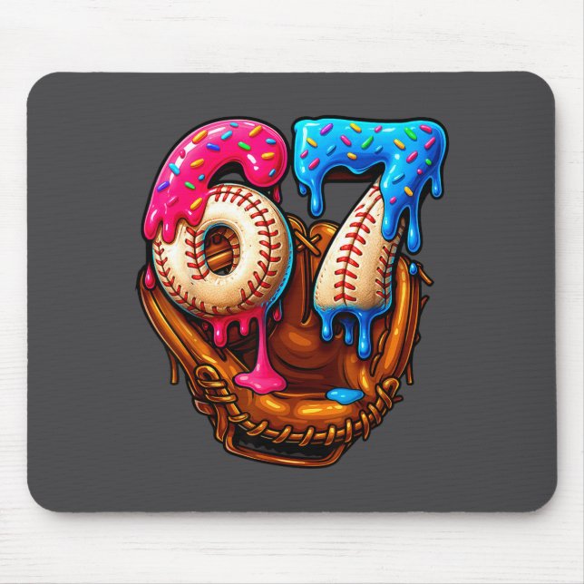 Six Seven Baseball Candy Drip 6-7 Meme  Mouse Mat (Front)