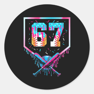 Six Seven Baseball Ice Cream Drip Cool 67 Gen Alph Classic Round Sticker