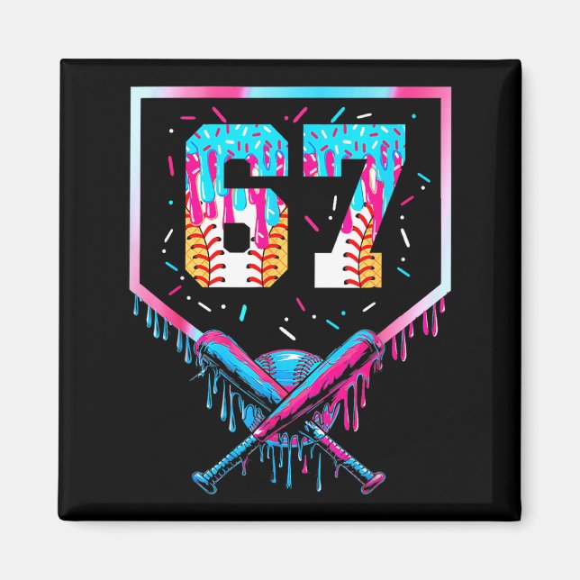 Six Seven Baseball Ice Cream Drip Cool 67 Gen Alph Magnet (Front)
