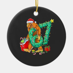 Six Seven Bigfoot 67 Sasquatch Meme Christmas Ceramic Tree Decoration