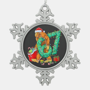 Six Seven Bigfoot 67 Sasquatch Meme Christmas Snowflake Pewter Christmas Ornament