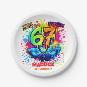 Six Seven Birthday Crafts Party،Graffiti birthday Paper Plate