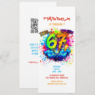 Six Seven Birthday Crafts Party Invitation,Graffit Invitation