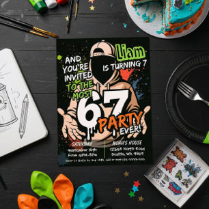 Six Seven Birthday Invitation, 7th Birthday Invitation