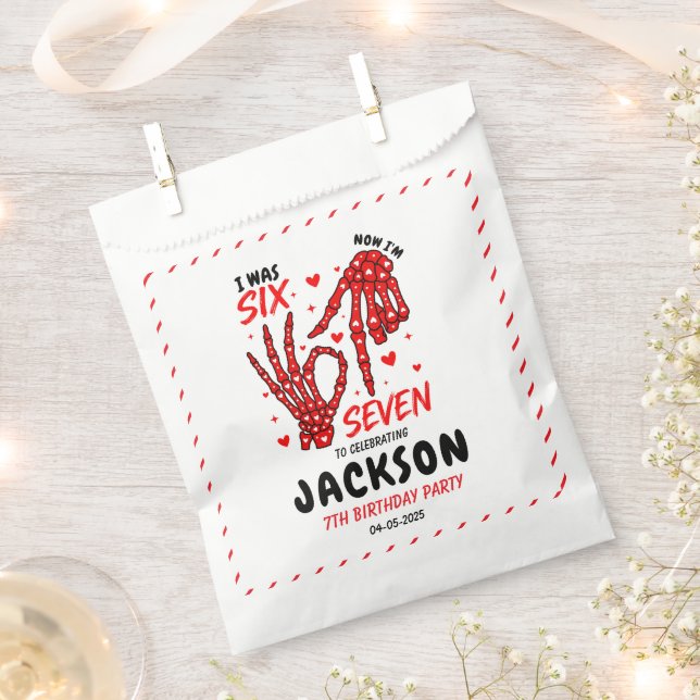 Six Seven Birthday Skeleton Hands Party Favour Bags (Clipped)