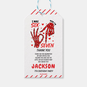 Six Seven Birthday Skeleton Hands Party Gift Tags