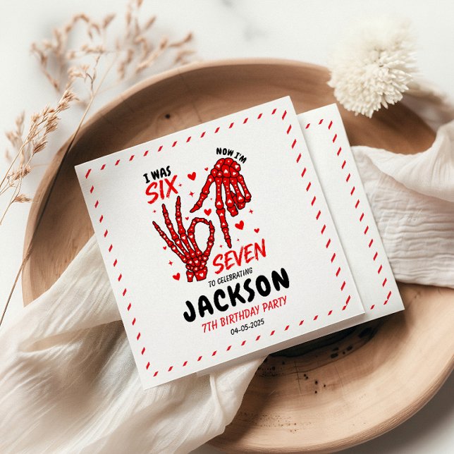 Six Seven Birthday Skeleton Hands Party Napkin (Six Seven Birthday Skeleton Hands Party Napkins)