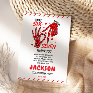 Six Seven Birthday Skeleton Hands Party Thank You Card