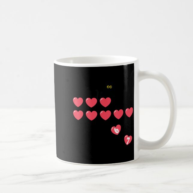 Six Seven Black Cat Knocking Off Hearts Funny 67 V Coffee Mug (Right)